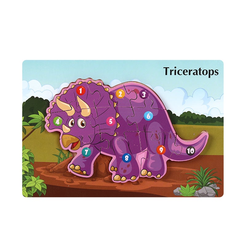 Wooden Animal Traffic Cognitive Cartoon Three-Dimensional Puzzle Toy Early Education Educational Children'S Big Block Matching Toy - Image 1